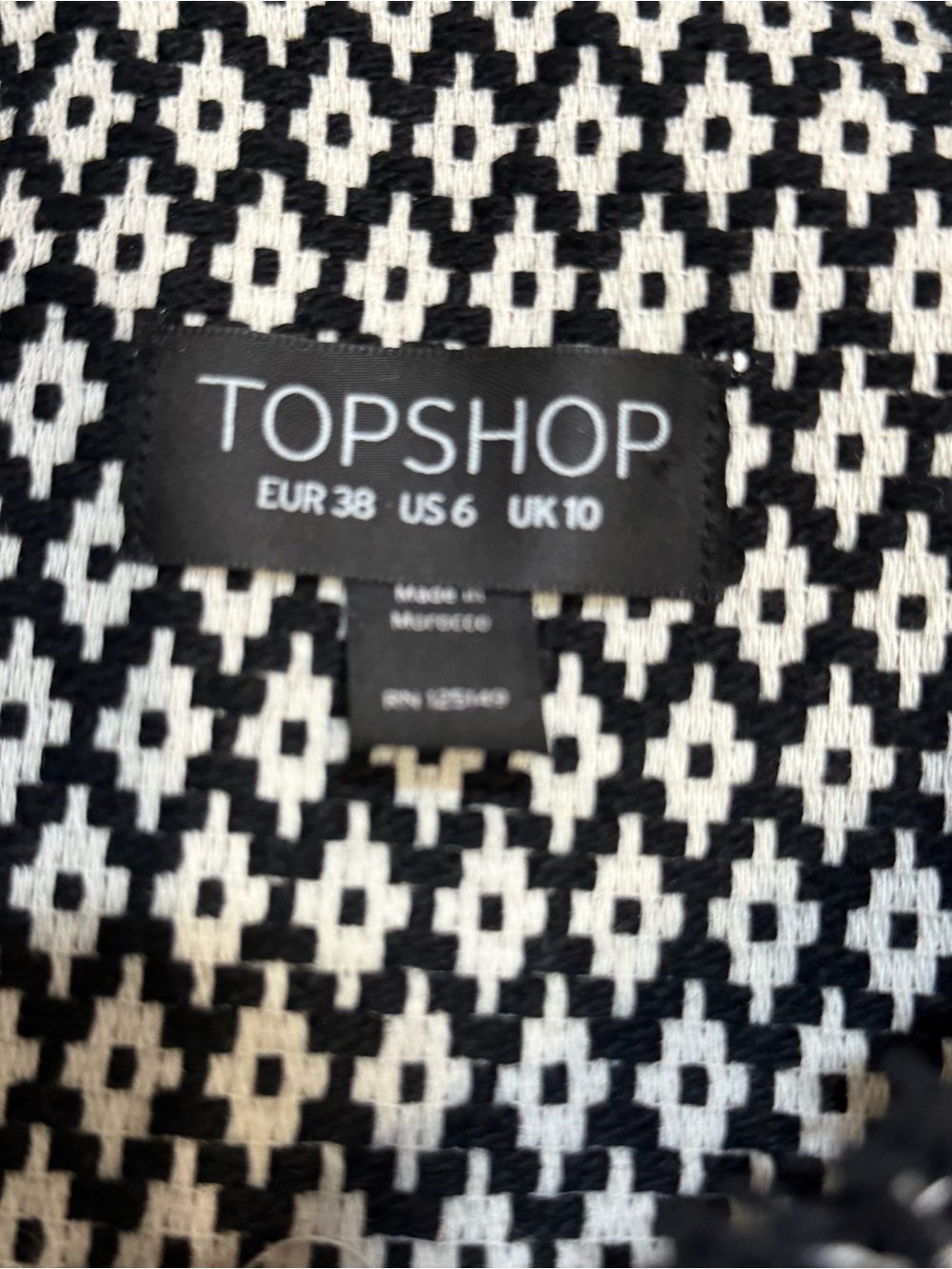 Topshop Black Tweed Blazer Coat Fringe Hem Zip Pocket Jacket Size 6 - Picture 13 of 16